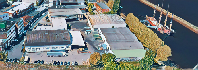 Draufsicht auf das Walter Lang GmbH Gelände an der Weser